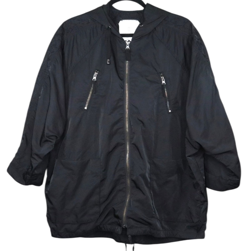 Anthropologie Hei Hei Windbreaker Rain Jacket Size XS Uptown Embroidered Hooded